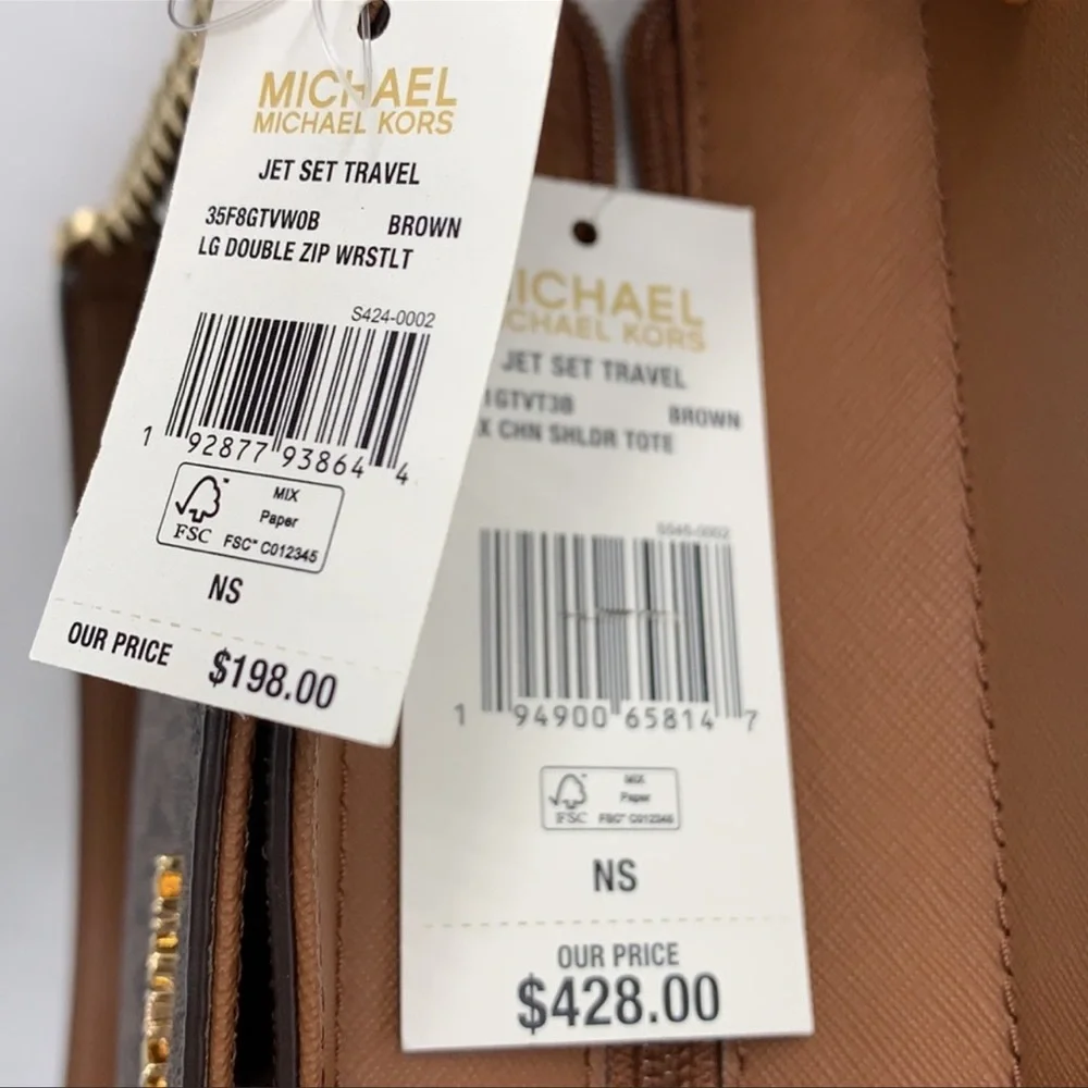 MICHAEL KORS LG XCHAIN SHOULDER TOTE & WALLET-WRISTLET-PHONE CASE 2 piec… - Picture 16 of 16
